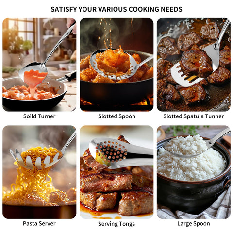 Lazycorner utensils in use stirring soup demonstrating long handles that keep hands cool and safe