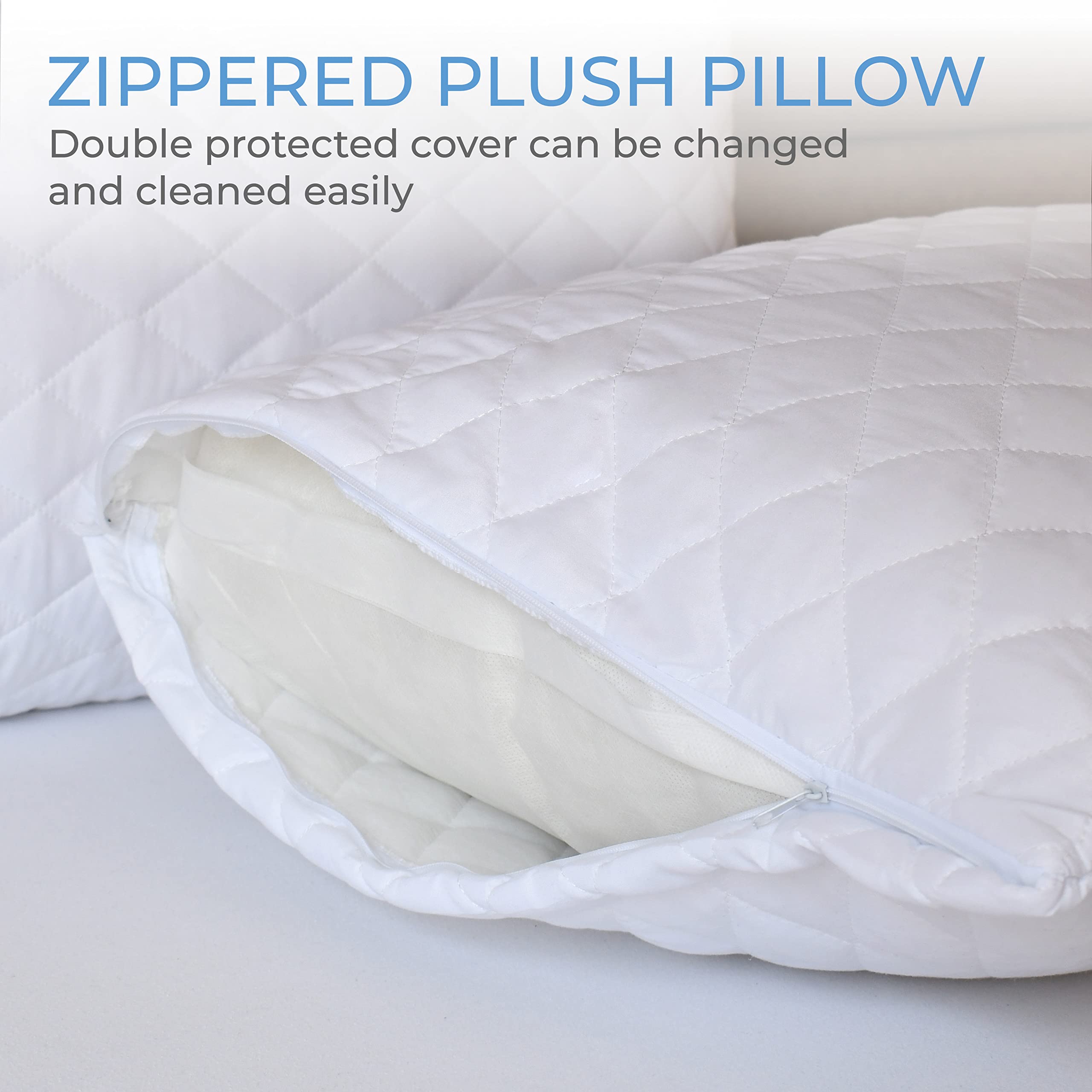 LB LAURA BENASSE pillow next to ruler showing queen size scale and fit benefit