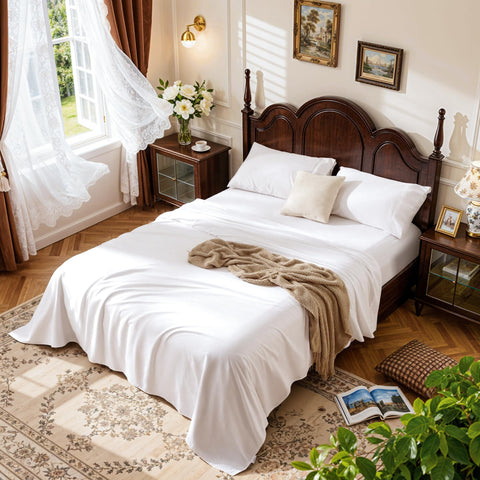 LBRO2M front packaging of queen sheet set showing contents and benefit of complete set