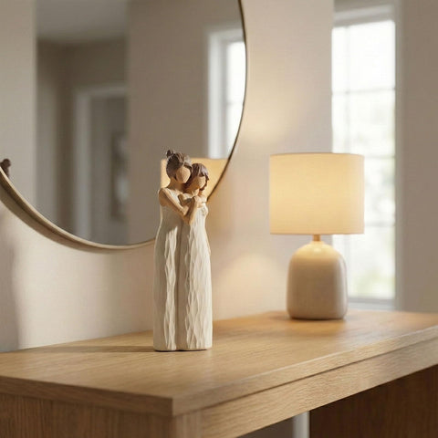 LCCCK displayed on mantel in home setting adding sentimental decor warmth