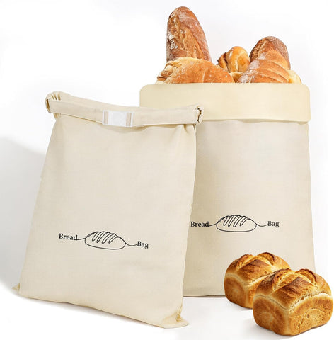 LDJRCP front view of bread bag showing natural linen and neat closure for organized storage