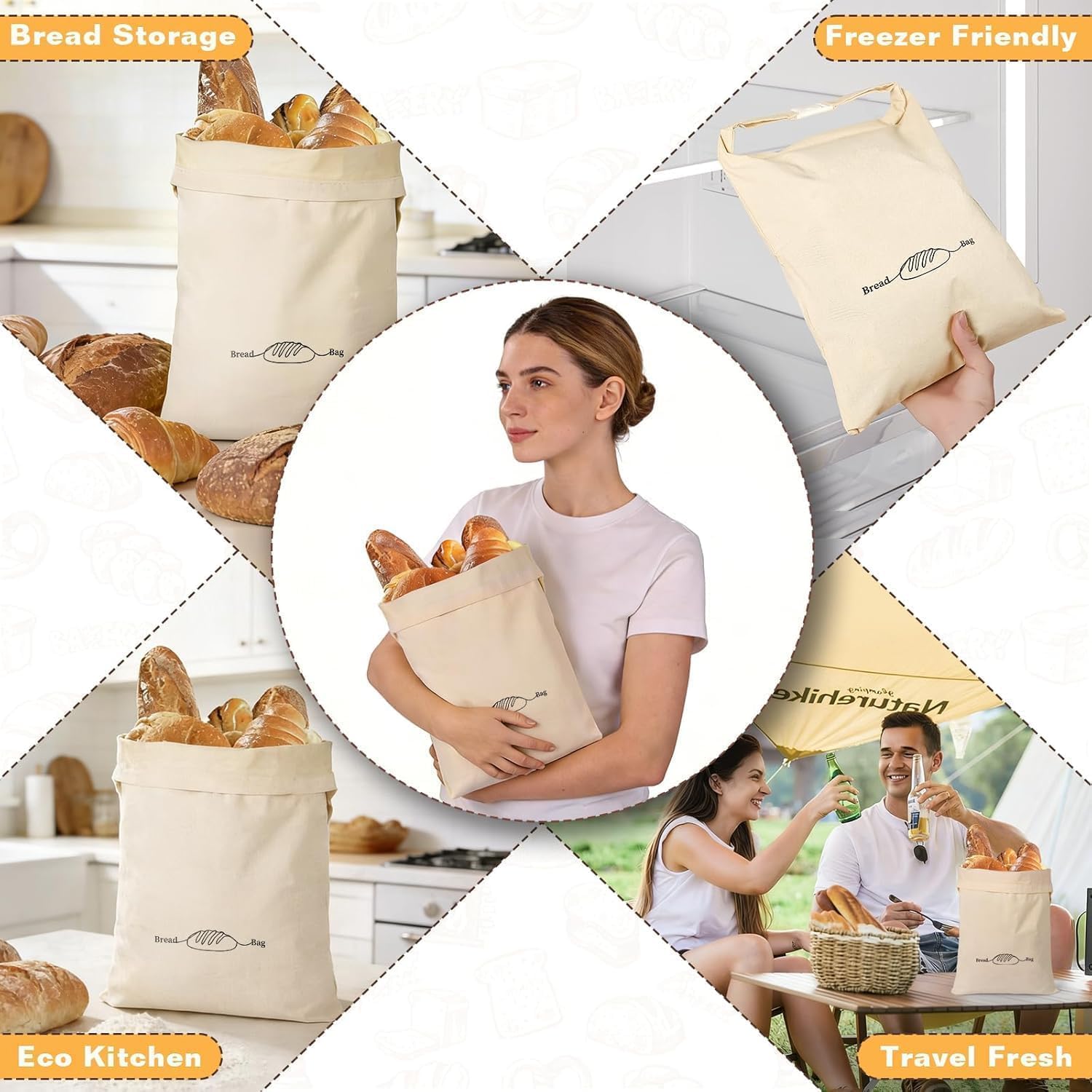 LDJRCP linen texture and reinforced stitching for durable reusable bread storage
