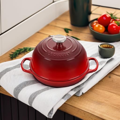 Le Creuset styled on counter showing color and kitchen aesthetic benefit