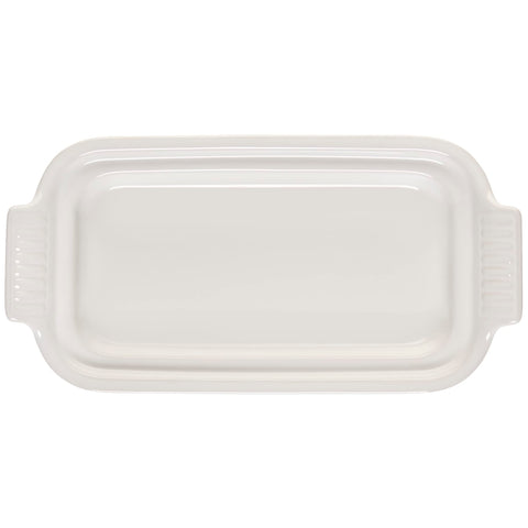 Le Creuset butter dish interior close-up showing smooth glazed surface for easy cleaning