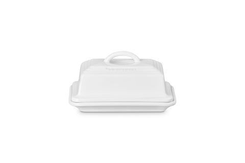 Le Creuset butter dish in refrigerator demonstrating compact storage benefit
