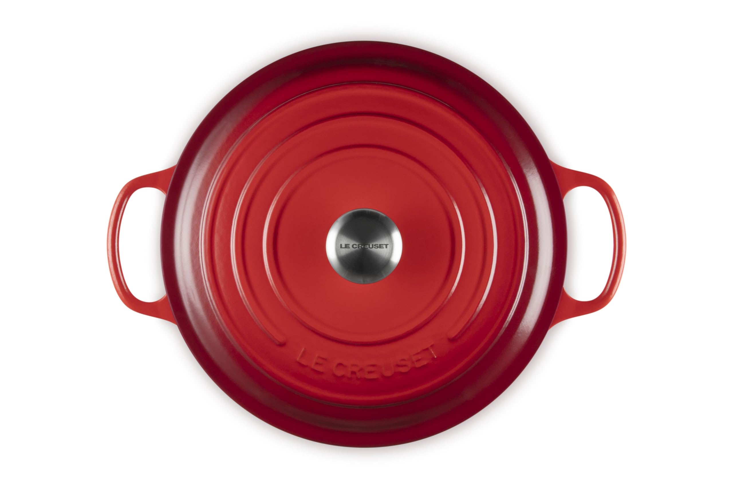 Le Creuset lid detail with dome shape promoting moisture circulation and flavor