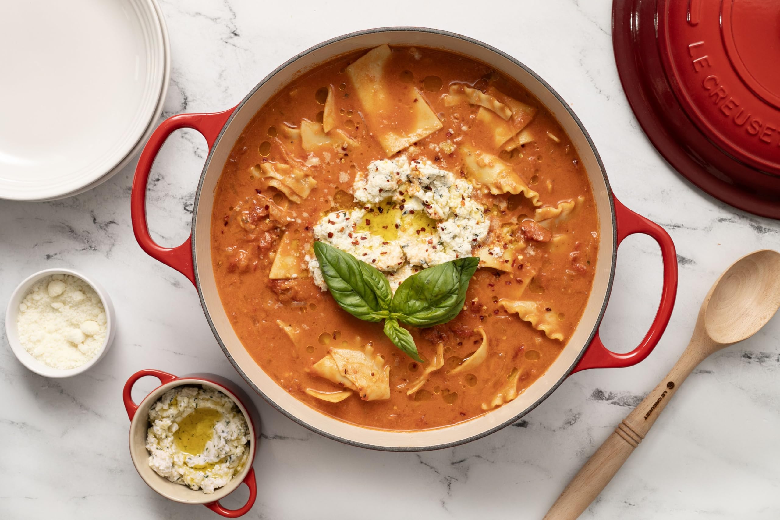Le Creuset served on table illustrating oven-to-table presentation and durability