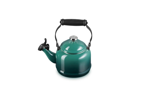 Le Creuset Demi kettle front view in Artichaut showing compact silhouette and style
