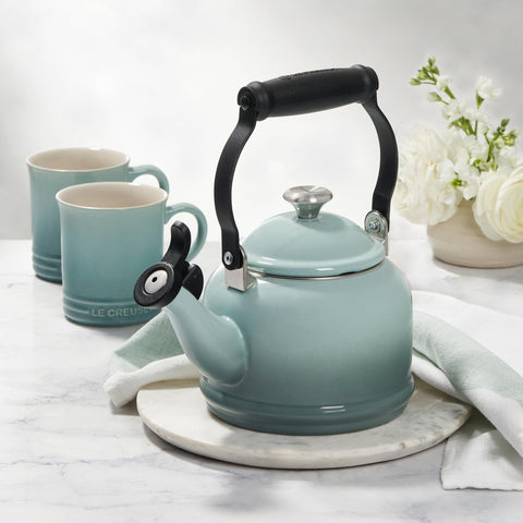 Le Creuset demi kettle interior with fill-level markings for accurate, safe filling