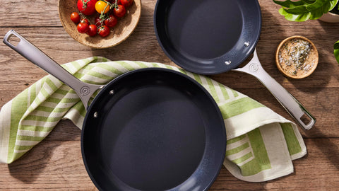Le Creuset close-up of ceramic non-stick surface highlighting smooth release and easy cleaning