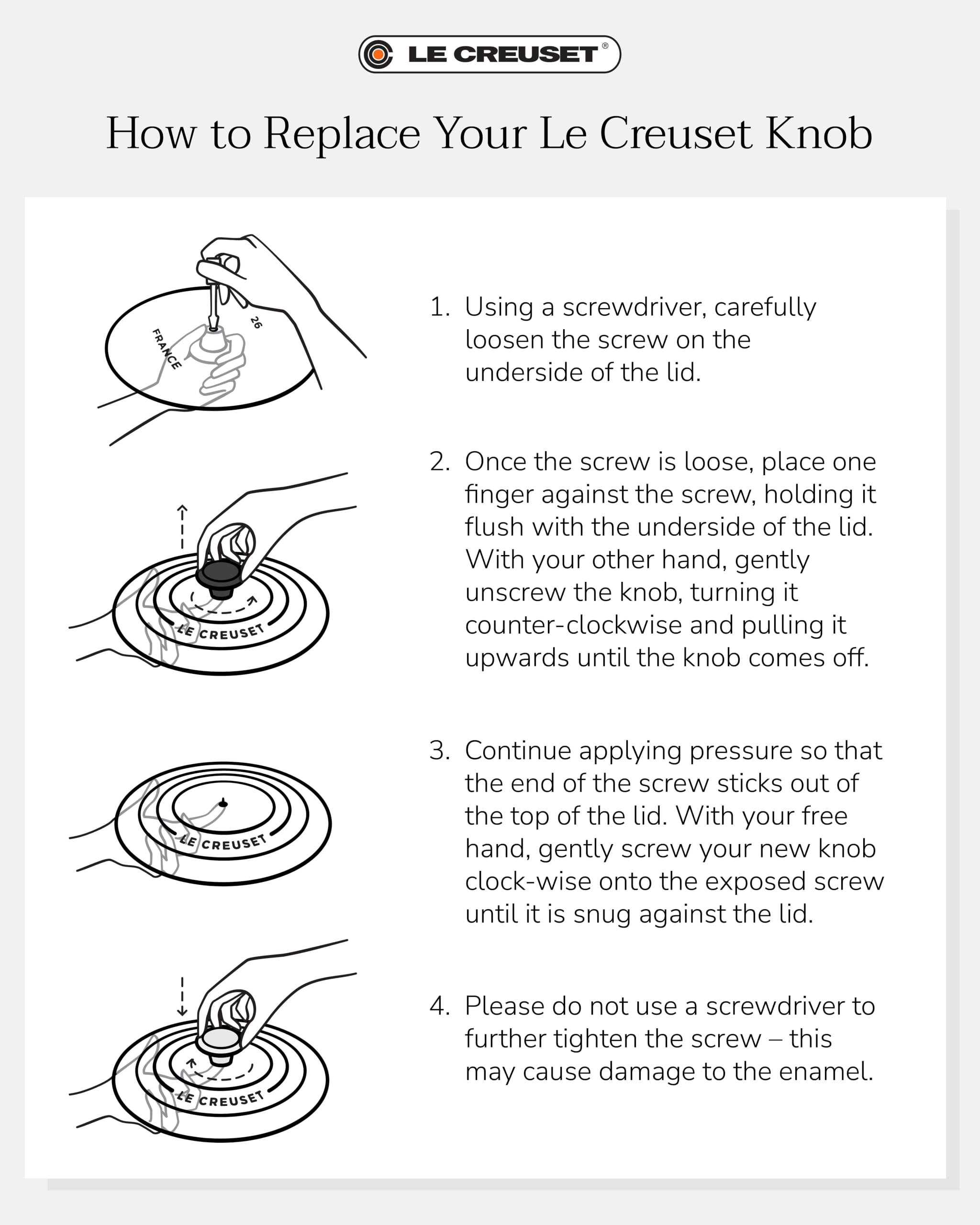 Le Creuset gold knob in packaging detail ready for gifting and storage protection