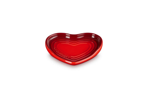 Le Creuset heart spoon rest front view showing Cerise color and tidy countertops benefit