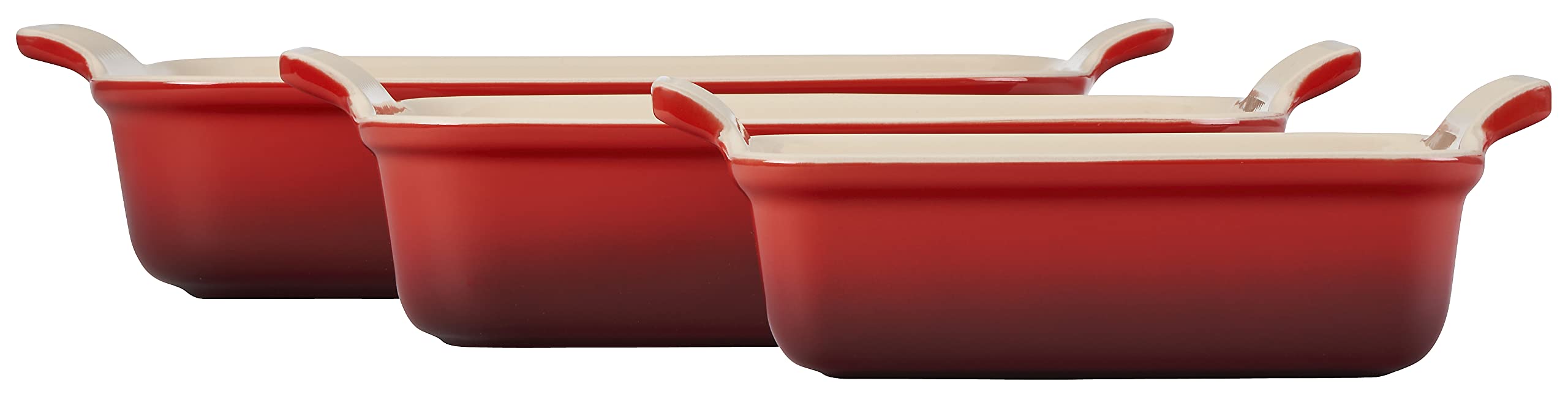 Le Creuset close-up of Cerise glazed interior showing nonporous, easy-release surface