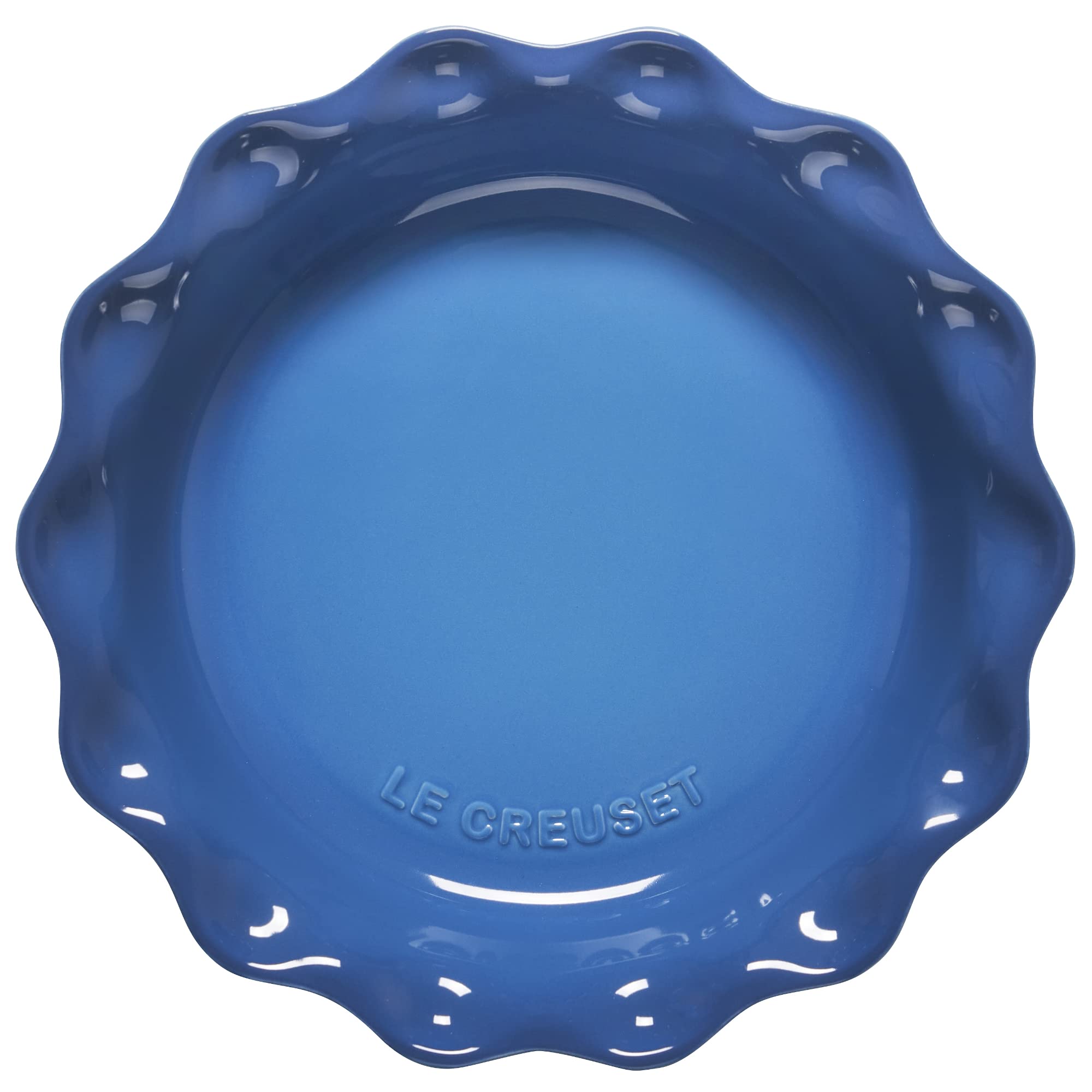 Le Creuset Heritage Pie Dish inside oven baking a quiche, reliable heat distribution benefit