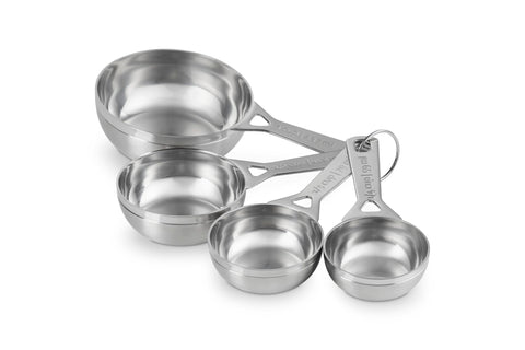 Le Creuset front view of all four cups showing polished finish benefit