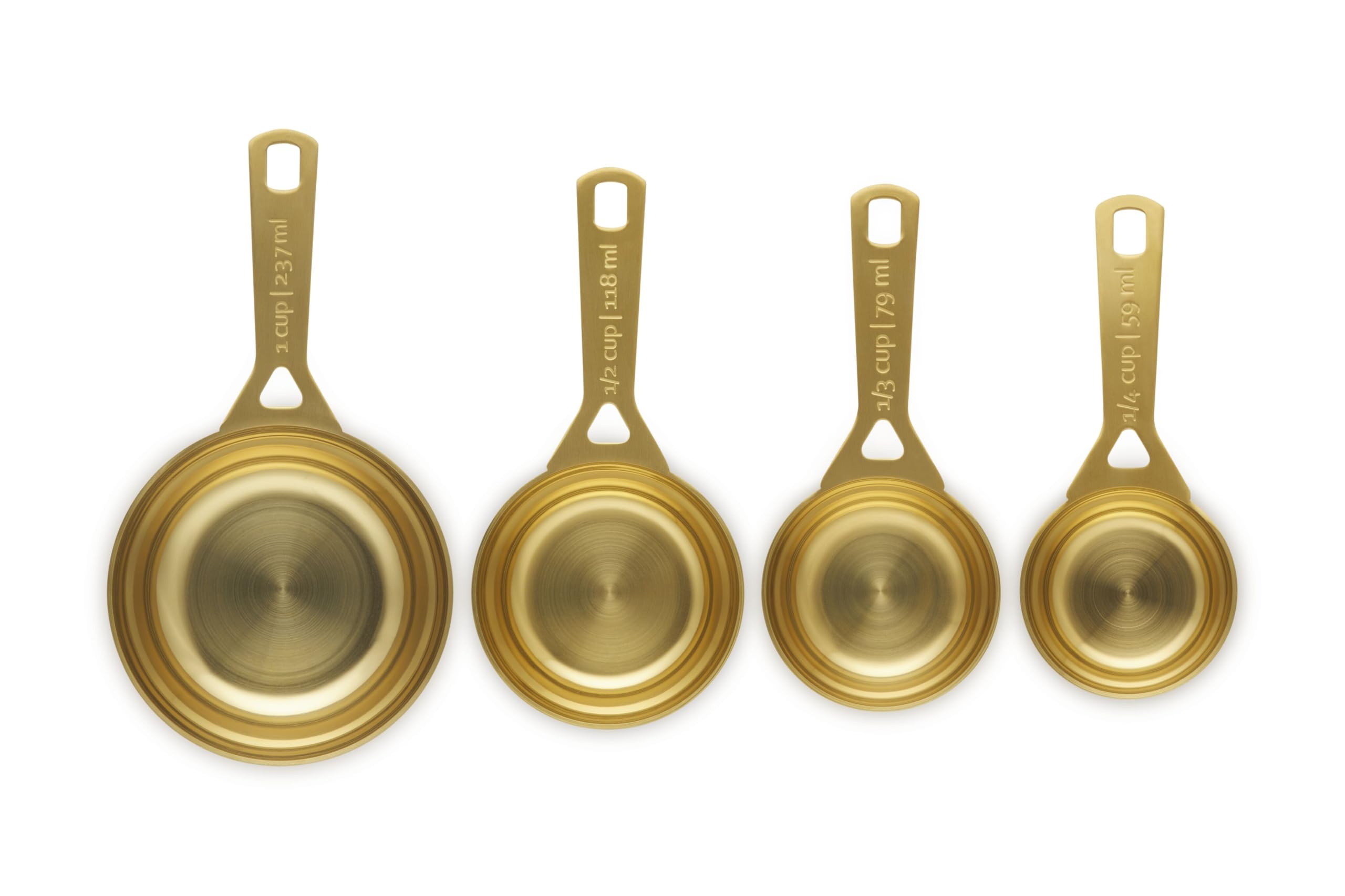 Le Creuset measuring cups nested for compact storage and organized kitchen benefit