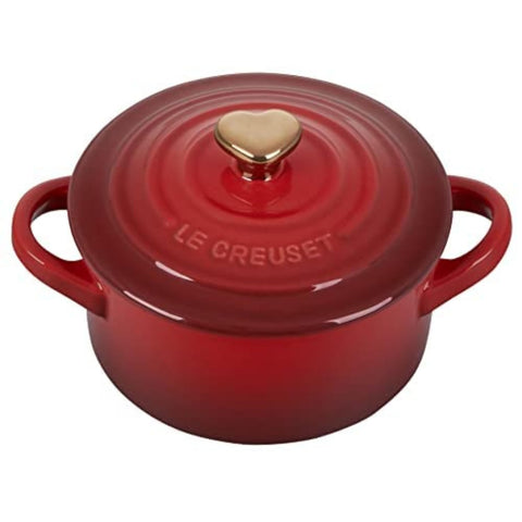 Le Creuset cerise mini cocotte front view showing elegant presentation