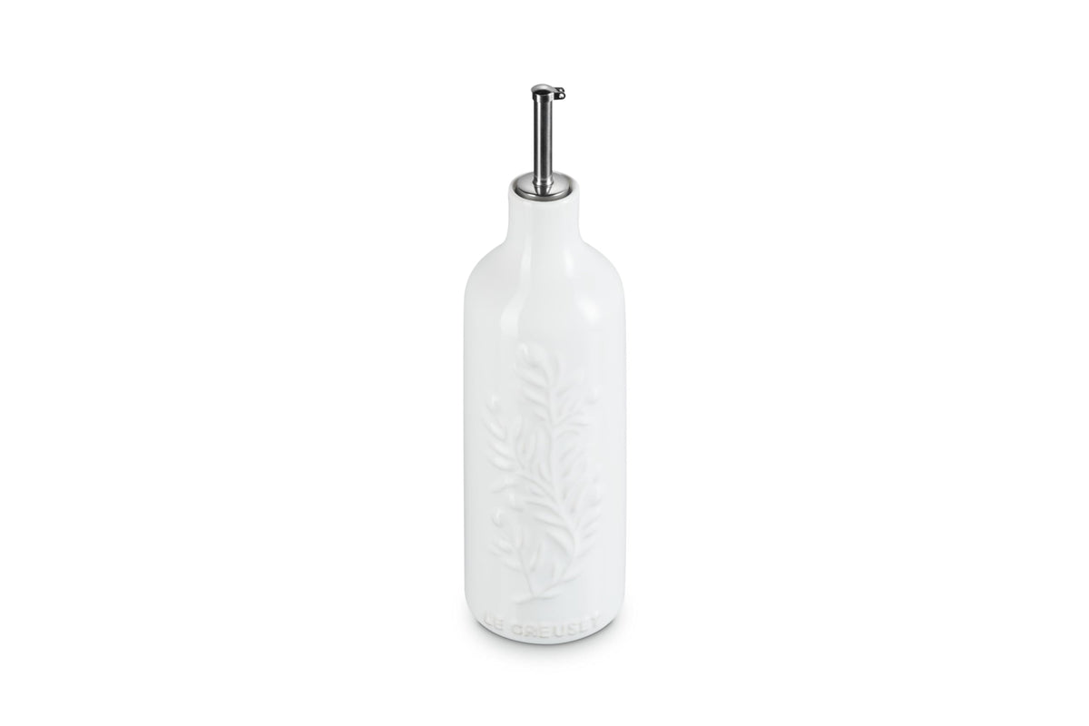Le Creuset front view olive branch cruet showing elegant serving aesthetic