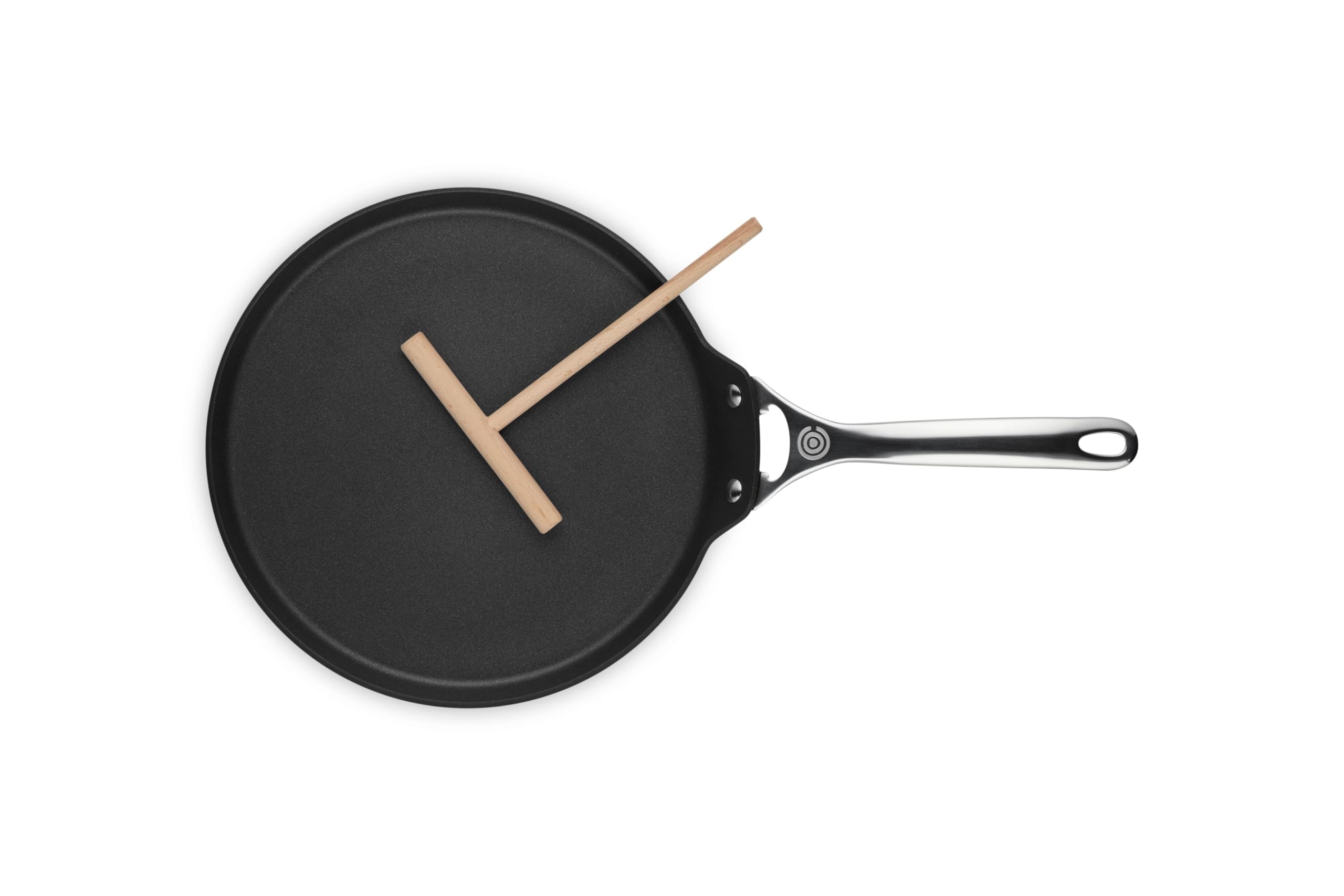 Le Creuset rateau wooden utensil shown for neat spreading and flipping
