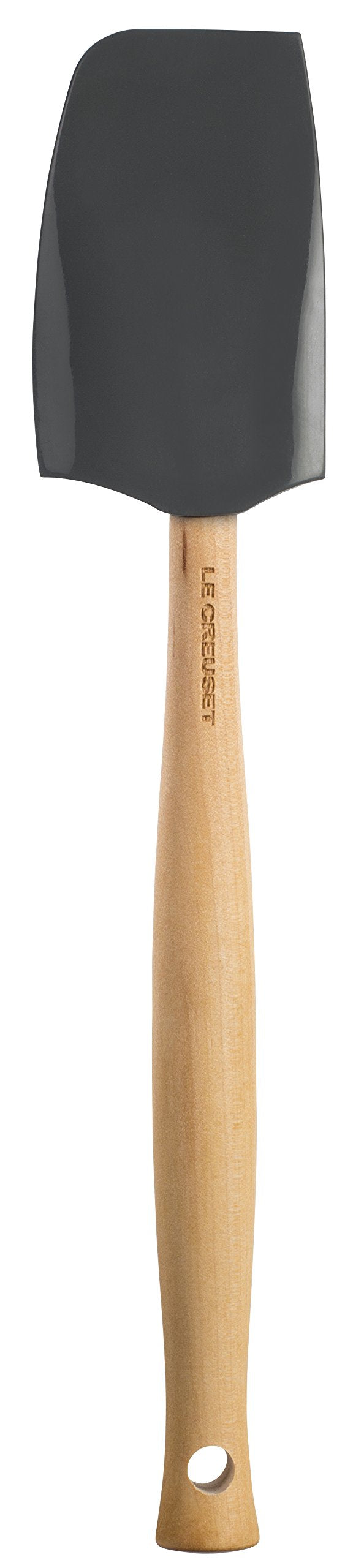 Le Creuset silicone spatula close-up highlights strong edge for efficient scraping