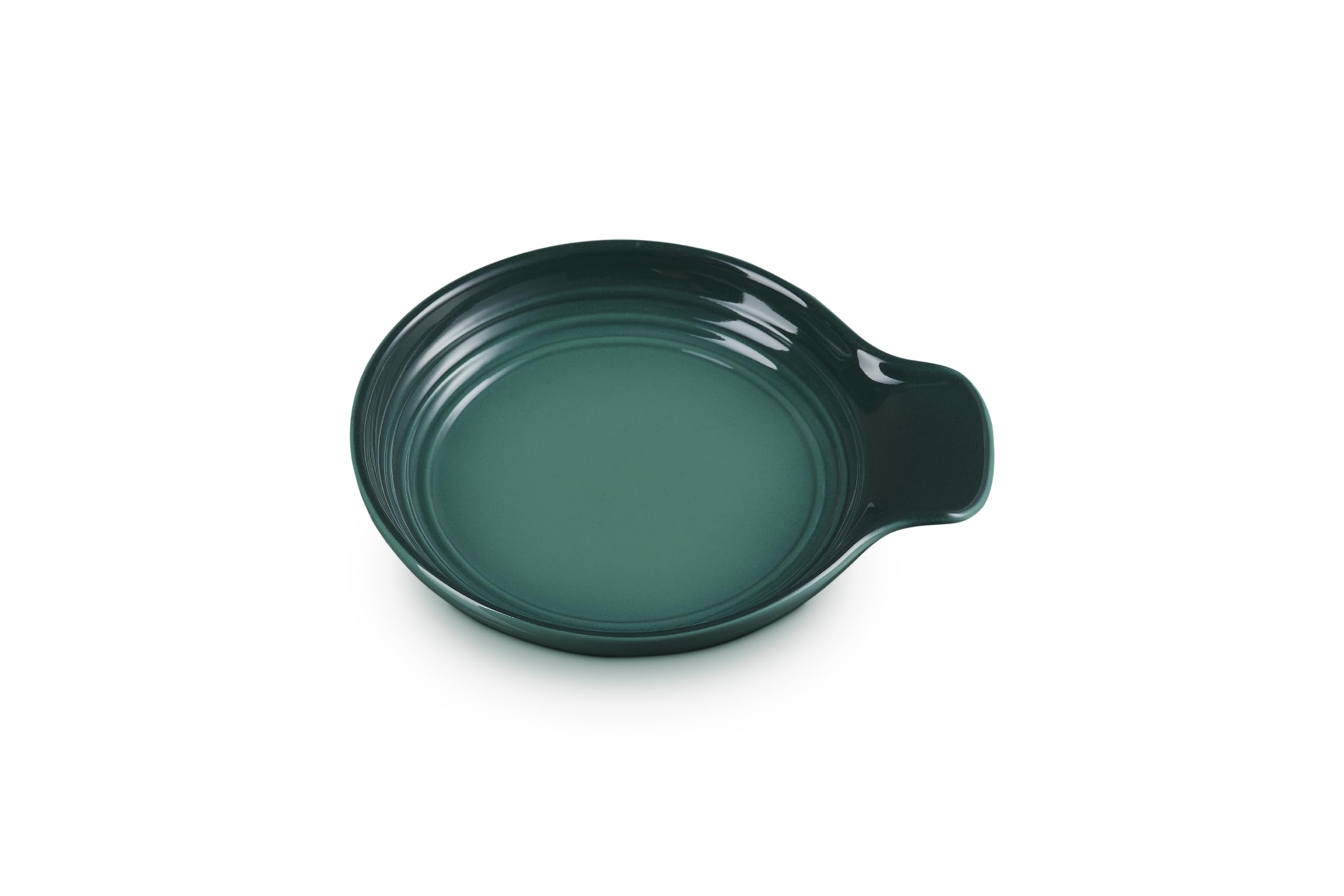 Le Creuset spoon rest front view in Artichaut showing compact design and tidy benefit