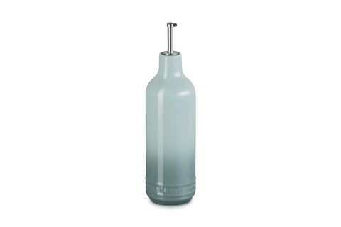 Le Creuset cruet front view in Sea Salt showing elegant shape and durable glaze