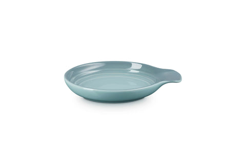 Le Creuset close-up of glazed stoneware highlighting durable finish and easy clean benefit