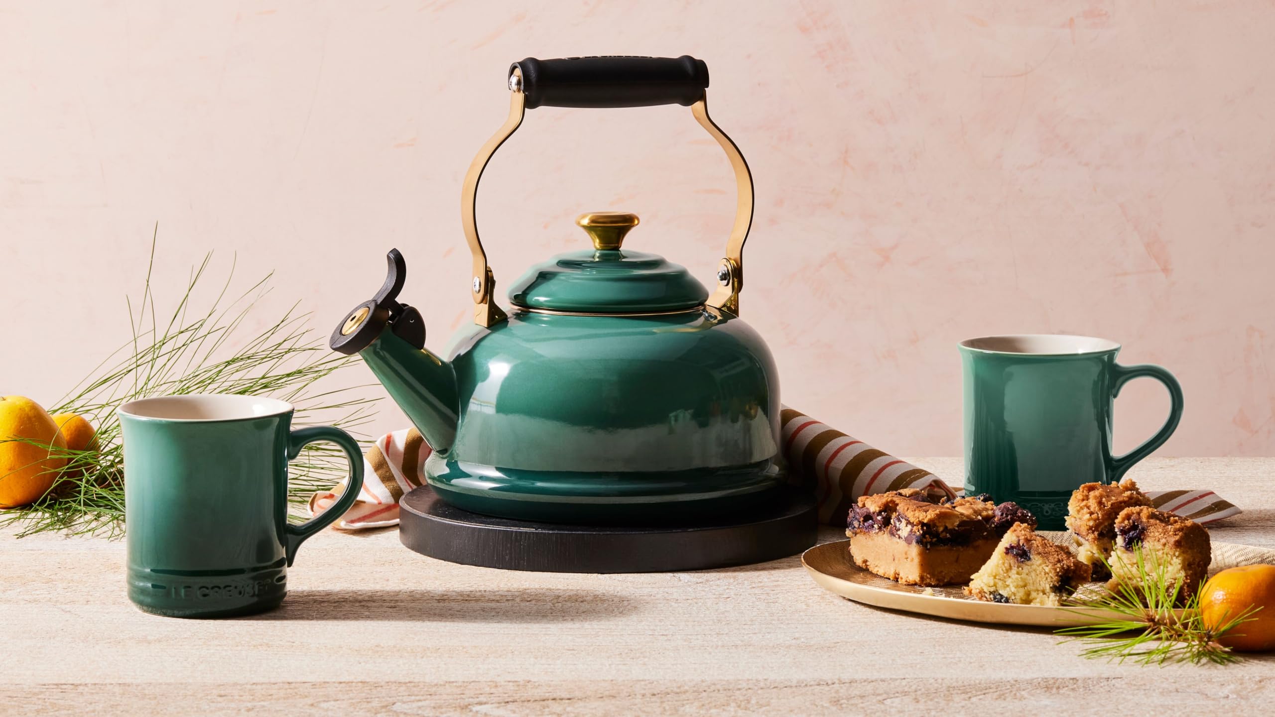 Le Creuset mug serving soup showing oven-safe versatility and reheating convenience benefit