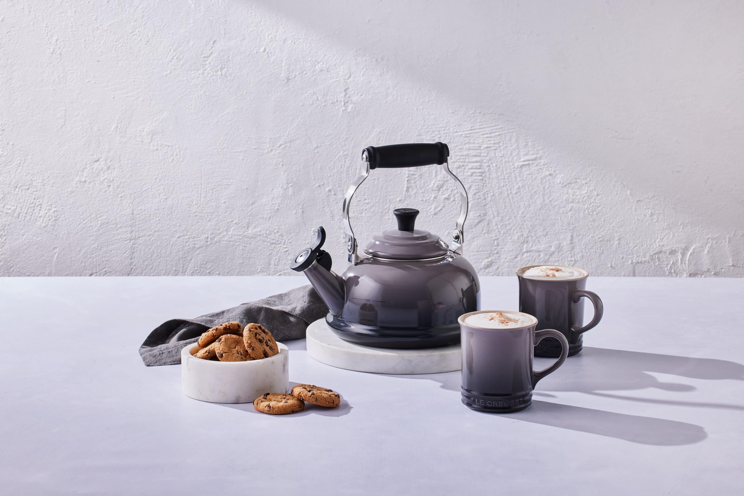 Le Creuset Vancouver mug staged with coffee to show serving presentation benefit