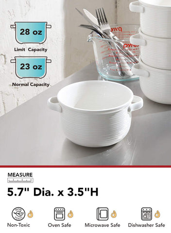 LE TAUCI easy-grip handles being held, highlights safe transport of hot bowls