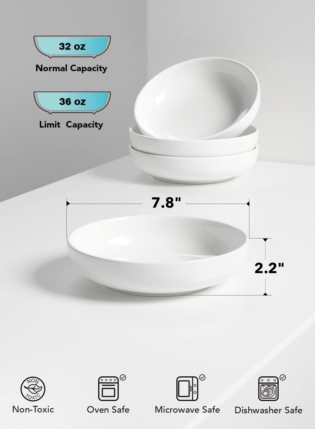 LE TAUCI bowl beside fork for scale showing comfortable 7.8‑inch size