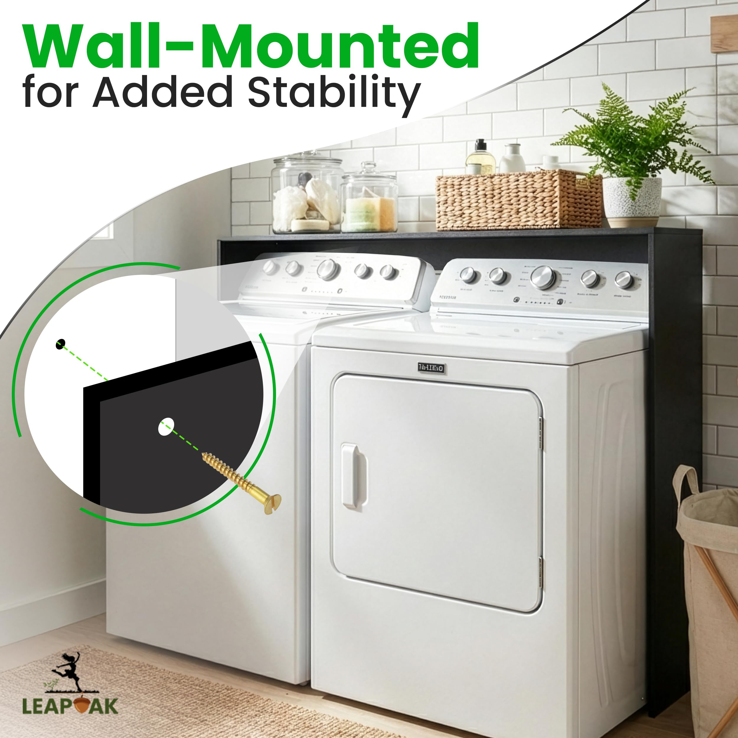 LEAPOAK side profile showing washer lid clearance and practical fit