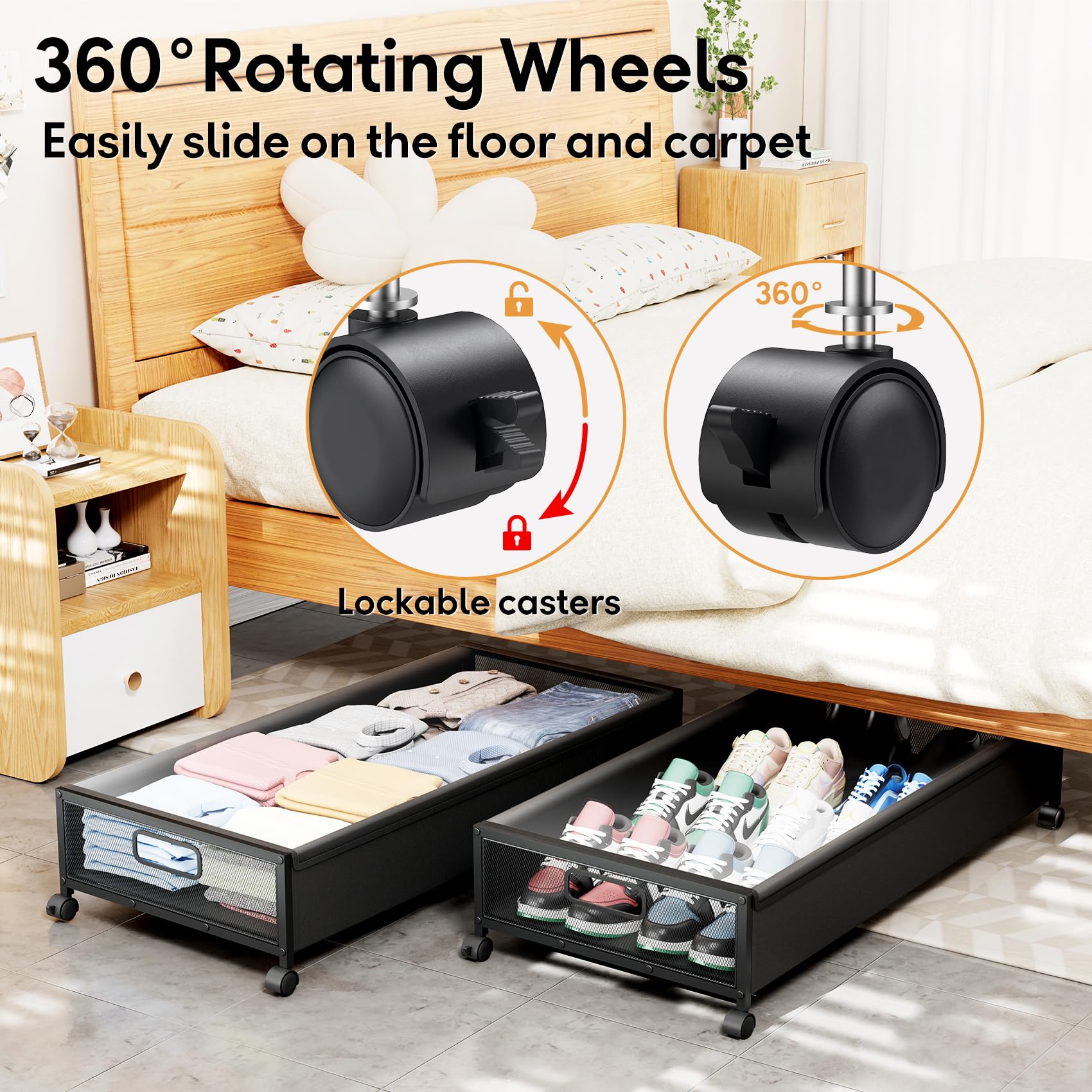 LeArex caster wheels with lock showing smooth mobility and stability