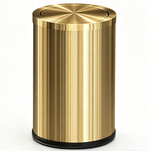 LEASYLIFE gold trash can front view showing elegant finish and compact size