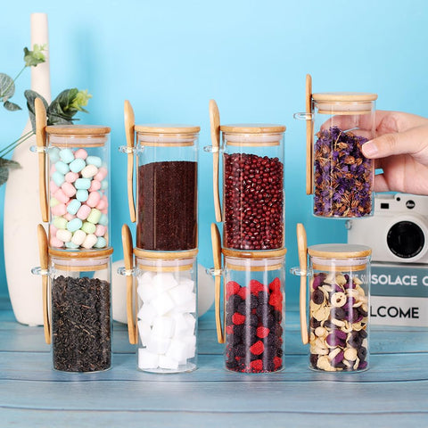 LEAVES AND TREES Y set of jars stored in refrigerator showing compact, space-saving organization