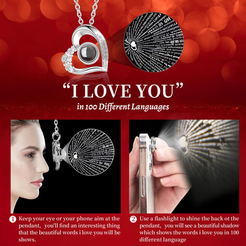 Lebana preserved rose and I Love You necklace in box emphasizing ready-to-gift set