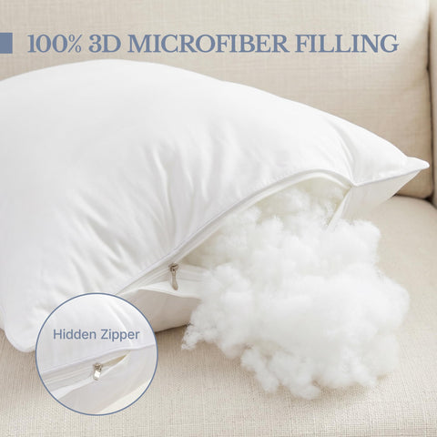 Leeden insert being stuffed into a pillow cover for quick styling benefit