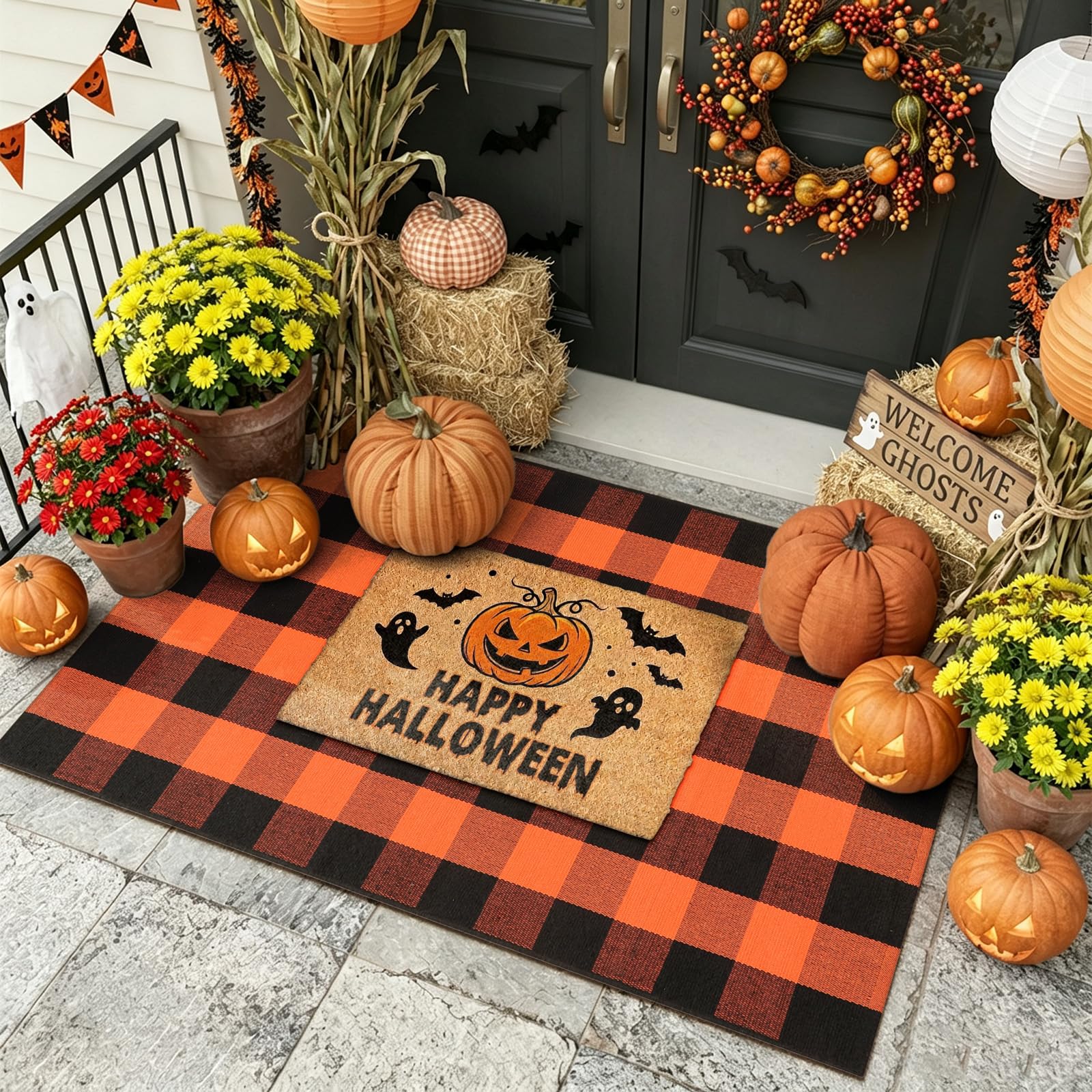 LEEVAN used as a kitchen runner adding Halloween color and easy cleanup