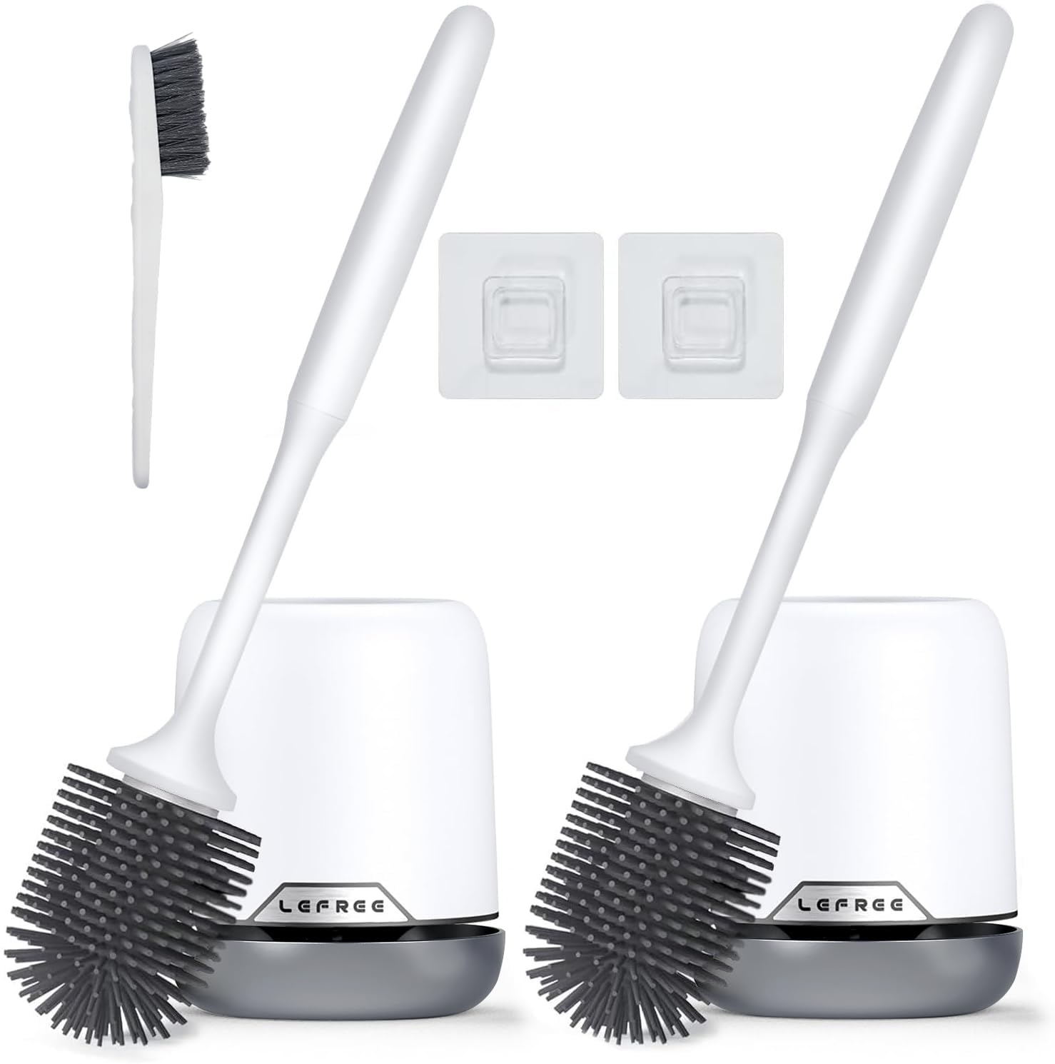 Lefree front view of two brush set showing clean design and space-saving benefit