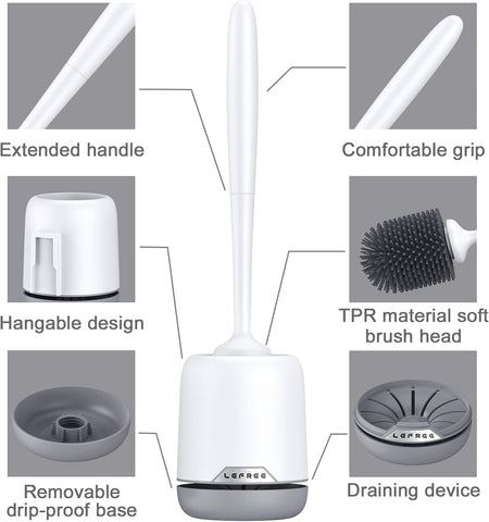 Lefree ergonomic handle detail showing comfortable grip for controlled scrubbing and less hand fatigue