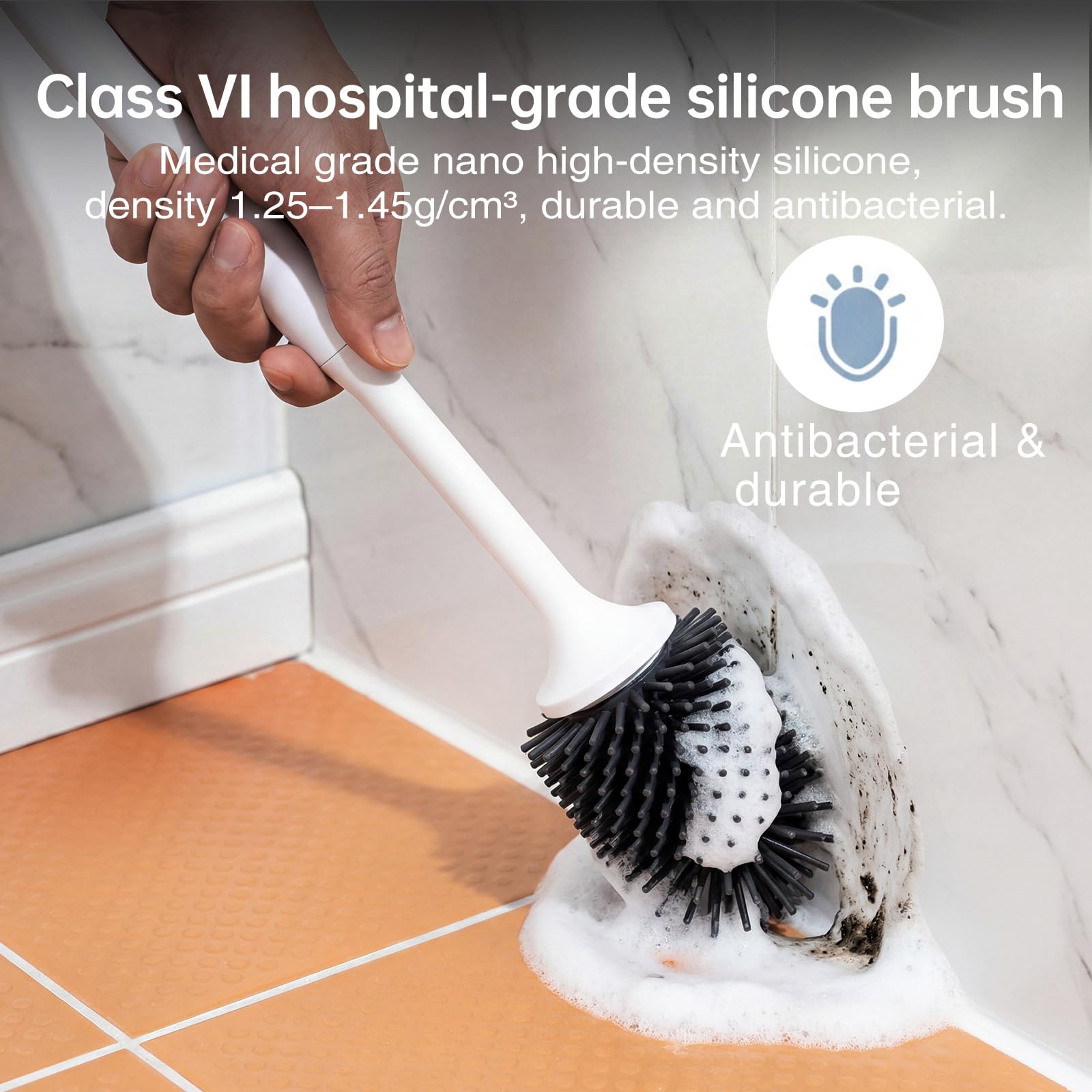 Lefree wall-mounted set installed on tile showing tidy storage benefit