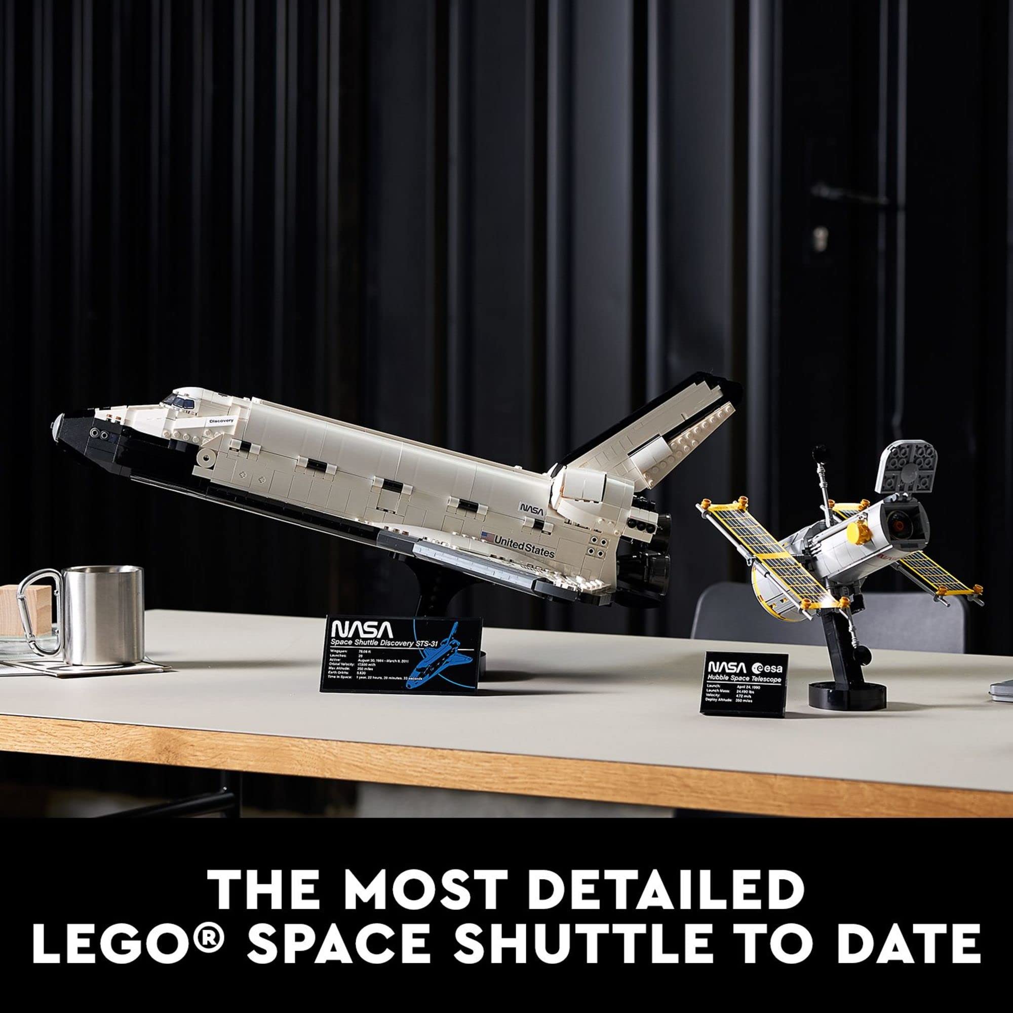 LEGO Discovery with payload bay open showing Hubble deployment and realism