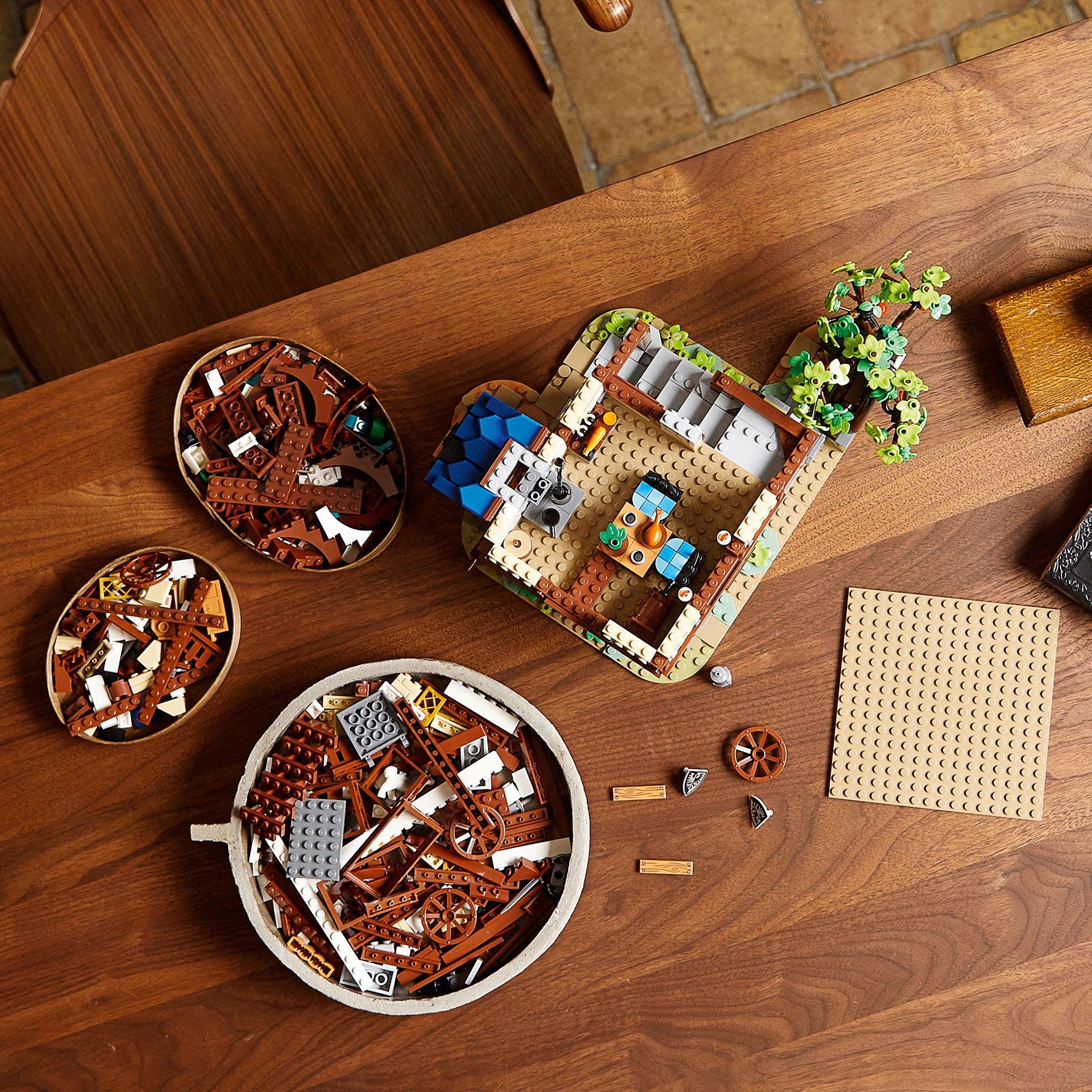 LEGO medieval blacksmith minifigures and animals arranged to enhance storytelling
