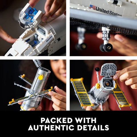 LEGO robotic arm extended from payload bay illustrating functional mechanics