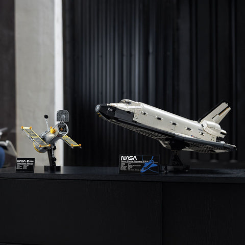 LEGO shuttle held in hand for scale showing size and build quality