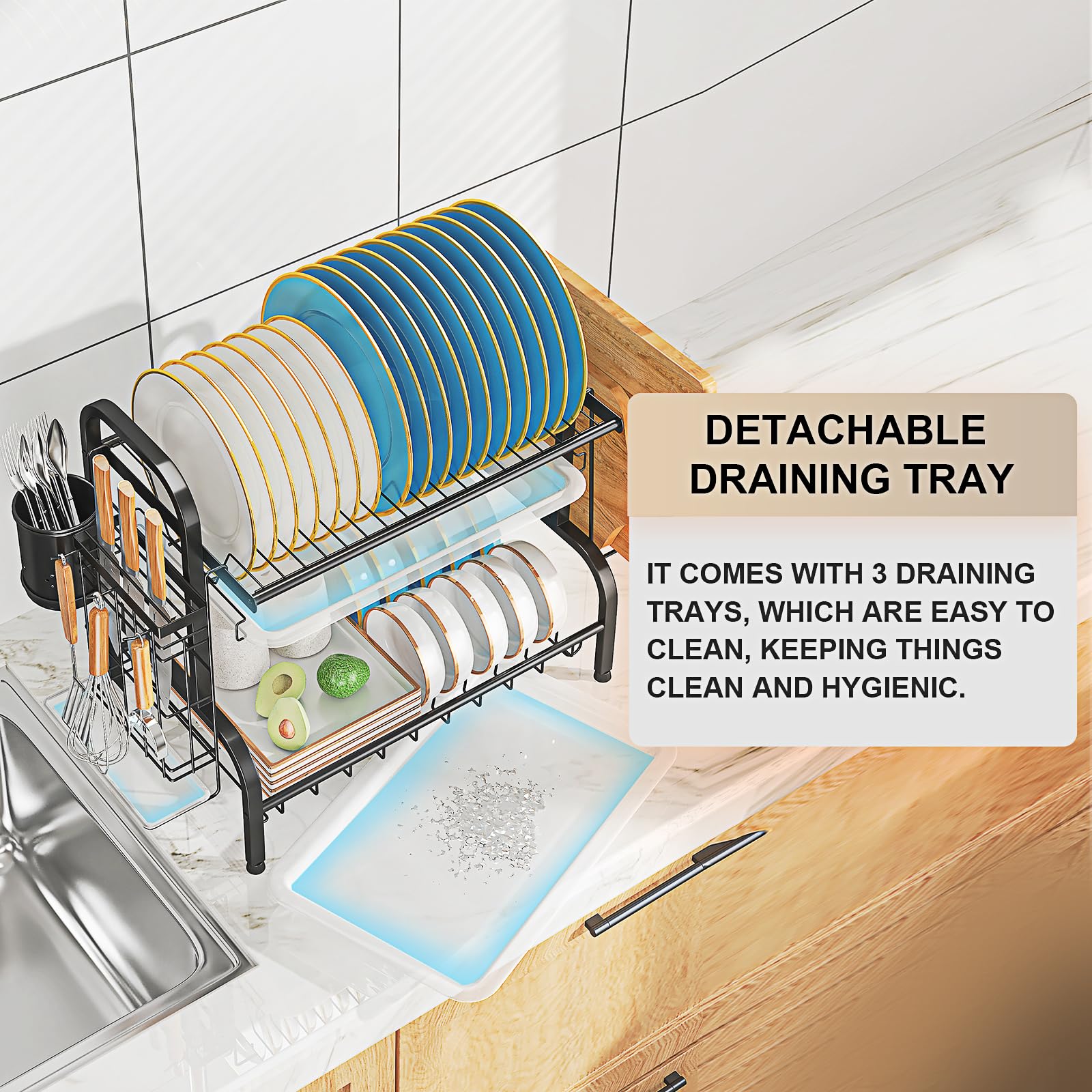 LEGUANG rack next to kitchen sink showing space-saving footprint