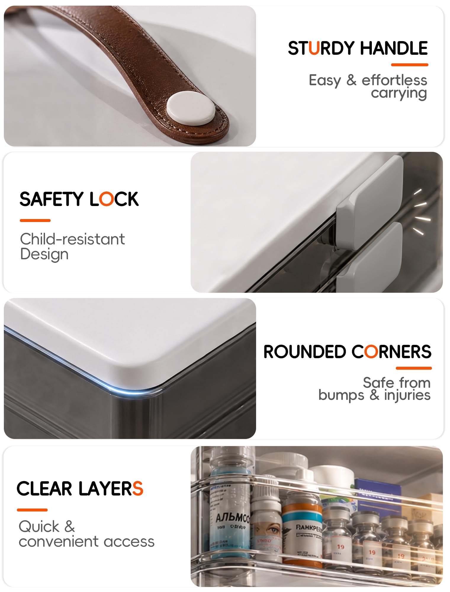 LEGUO smoke-clear tray close-up showing transparent view for fast identification