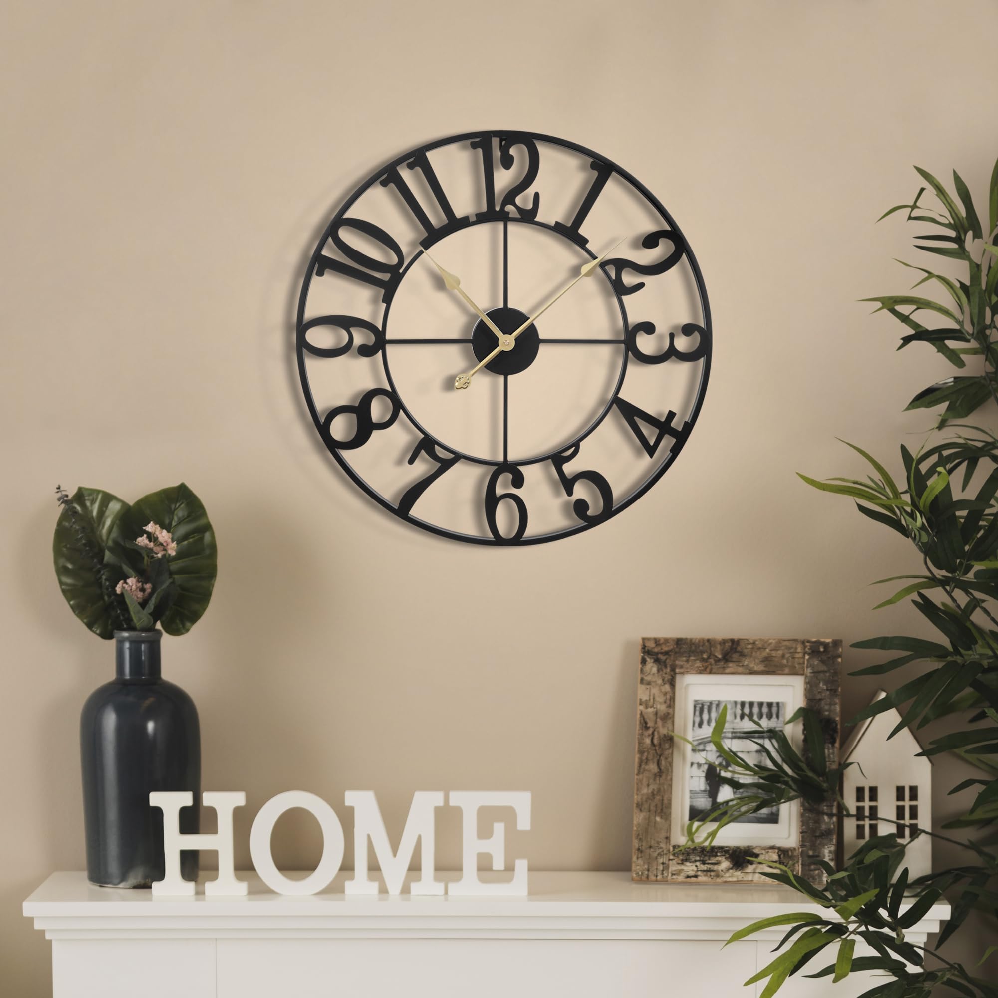 LEIKE clock on a covered patio demonstrating weather-protected outdoor decorative use
