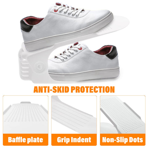 LEIMO KPARTS sneaker stacked on top slot demonstrating protection and space-saving benefit