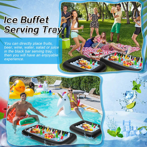 Leitee inflatable cooler in use poolside holding drinks and ice for convenient serving